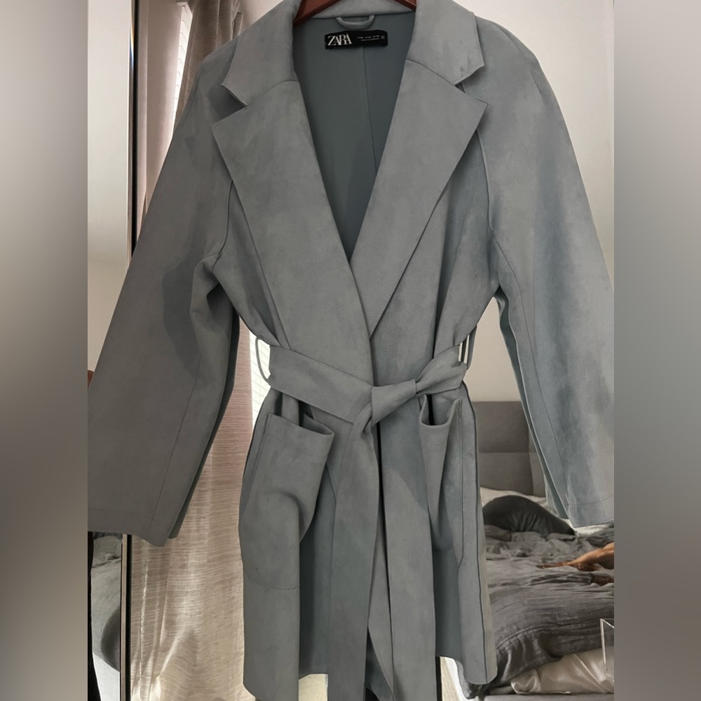 Zara Belted Coat - Powder Blue